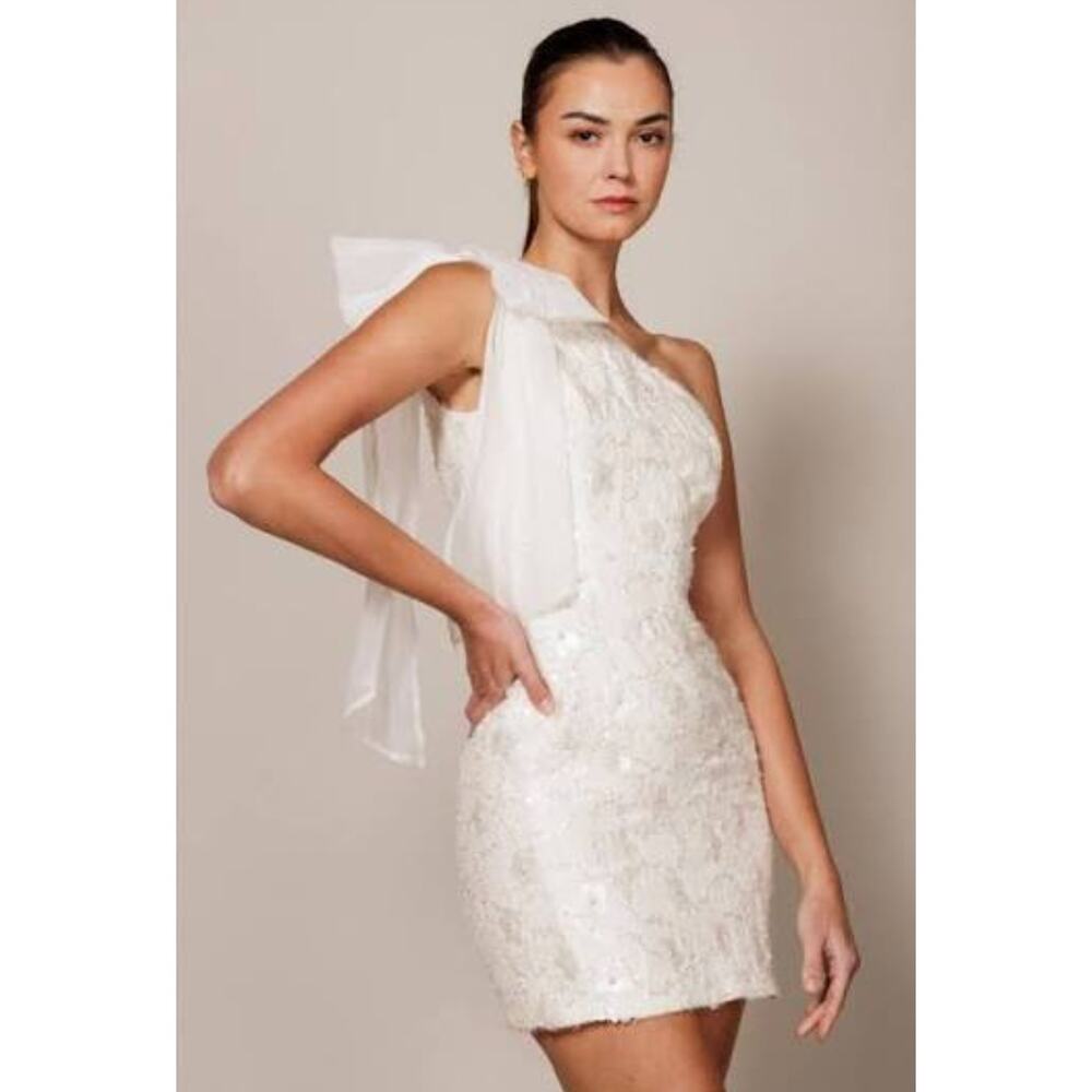 Pippa & Pearl Take Me To The Altar Bridal Beaded Mini Dress NWT Large